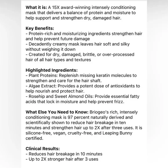 Briogeo Don't Despair, Repair Deep Conditioning Mask & Scalp Revival Shampoo Set - Picture 11 of 16